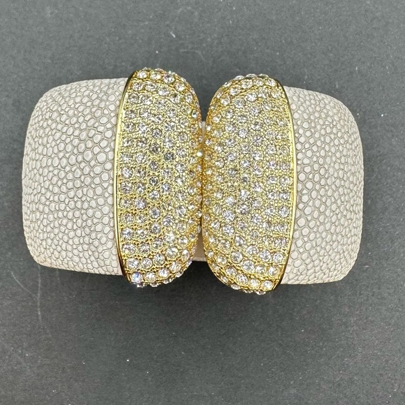 Real Collectibles by Adrienne Gold and Cream Textured Bangle Bracelet - Picture 8 of 9